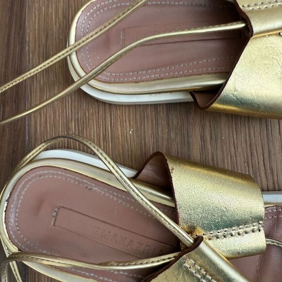 BCBGMAXAZRIA Vitalia Gold Leather Gladiator Sandal $138 36.5 6 6.5 - Picture 6 of 8